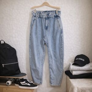 Zara Paperbag Waist Mom Jeans High Rise Tapered Denim Size 4